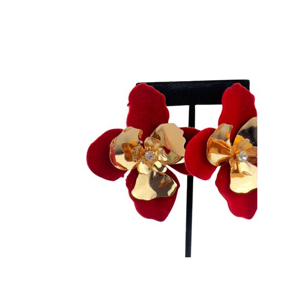 Flocked Flower Earrings - Picture 3 of 3